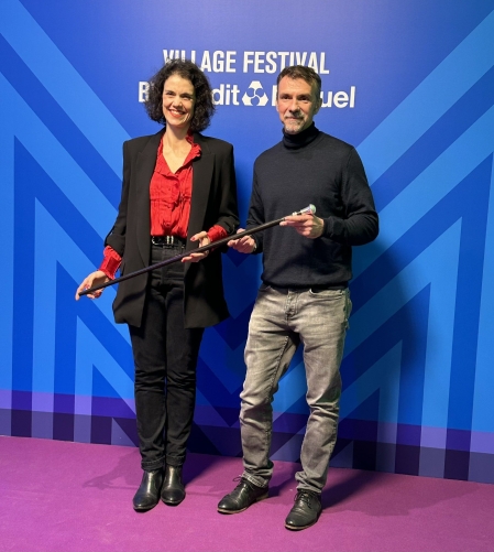 Director Laure de Butler and author Franck Thilliez.